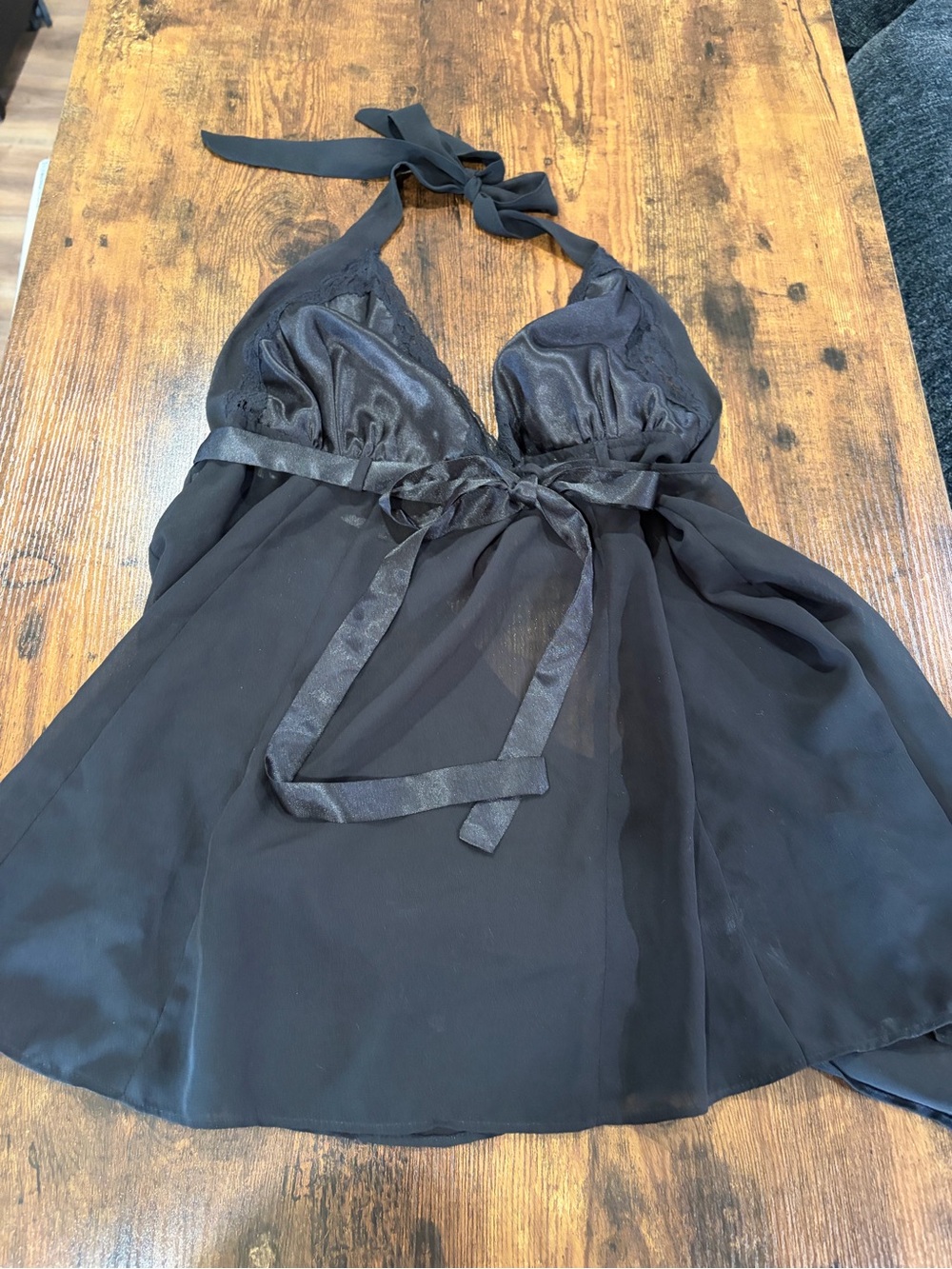 Black Sheer Halter Babydoll Lingerie Top